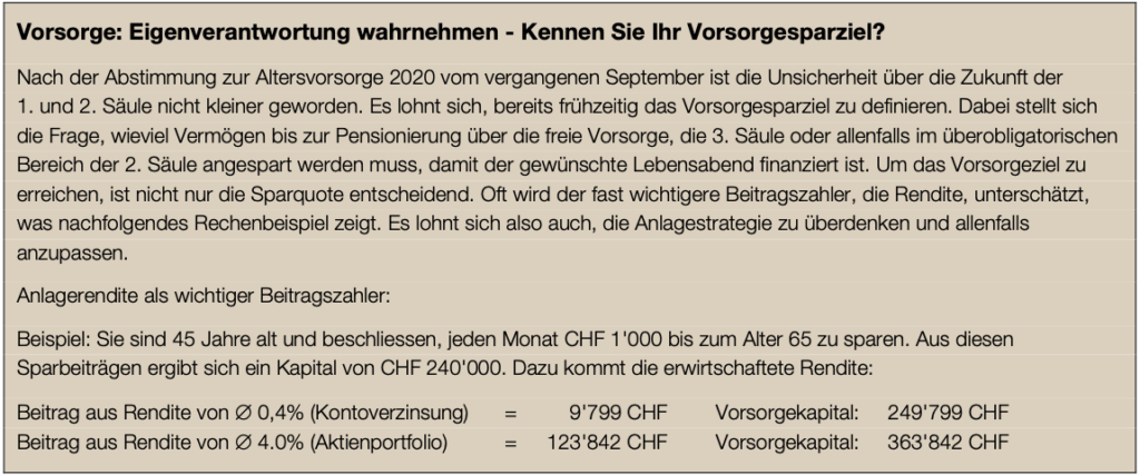 Newsletter 1 - Vorsorge